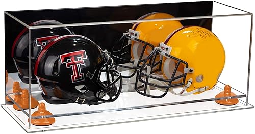Miniatura 138 de Better Display Cases Acrílico 2 Mini casco de fútbol (no tamaño completo) vitrina con base de césped transparente (V46/A019)