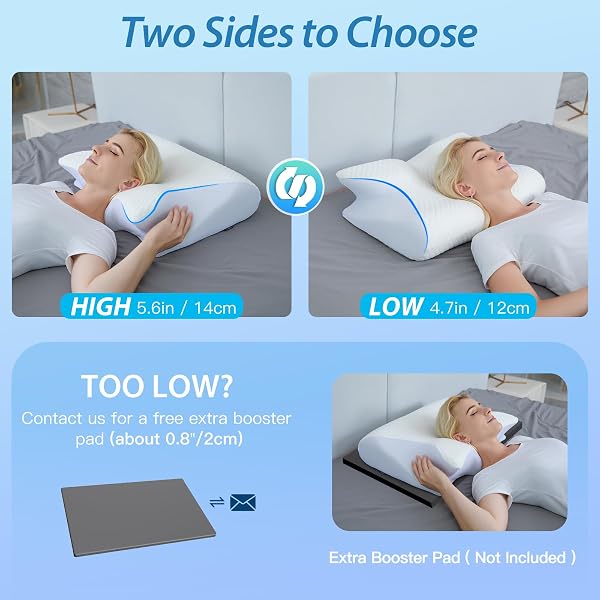 HOMCA Almohada Cervical, 2 en 1 Almohada Ergonómico Espuma de Memoria Almohada para Soporte de Cabeza/Cuello/Hombro, Relajación y Alivio del Estrés, 60x40x12/14cm - 3