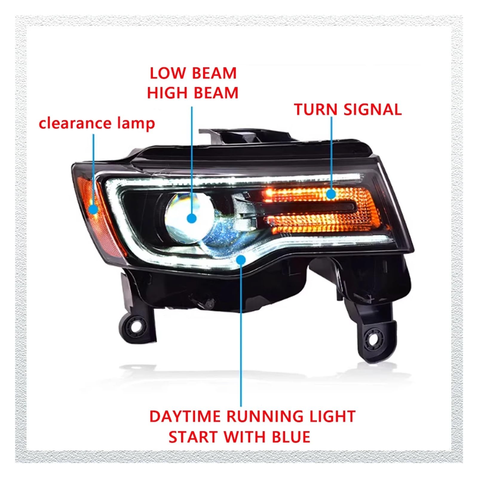 Pasuje do Jeep Grand Cherokee 14-22 Led DRL reflektor samochodowy montaż sygnału akcesoria samochodowe zmodyfikowana lampa reflektory LED(Style A one pair)