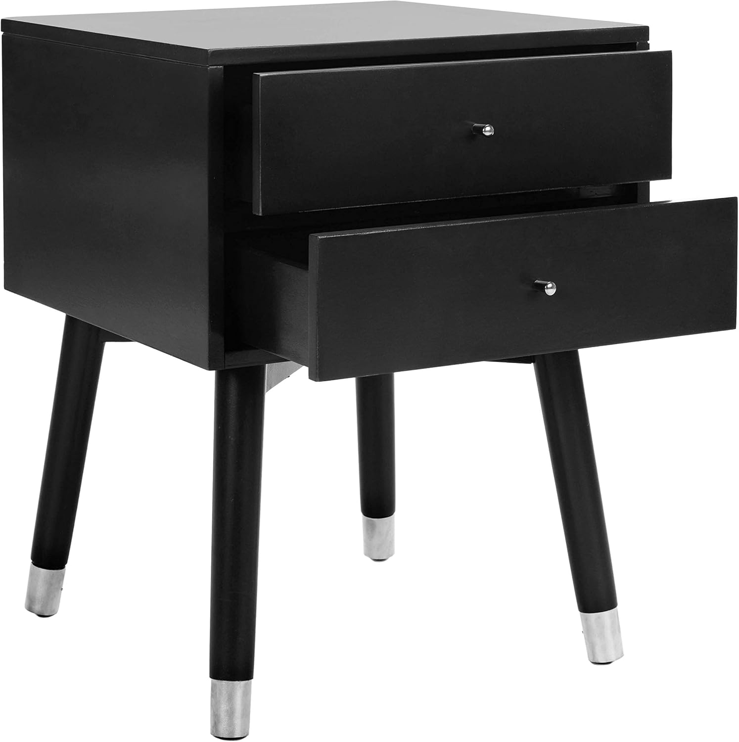 Safavieh Home Collection Lyla Mid Century Retro Black and Silver Nightstand