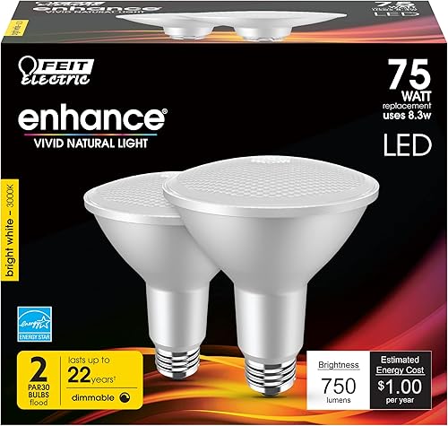 Miniatura 2 de Feit Electric Bombillas LED PAR30L, equivalente a 75 W, regulables, blanco brillante de 3000 K, 750 lúmenes, vida útil de 22 años, base E26, luces
