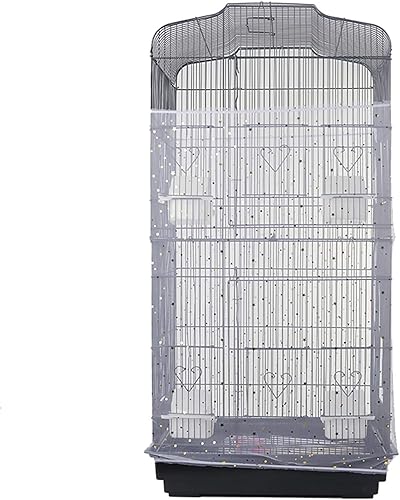 QBLEEV Extra Large 29.5" Mesh Bird Seed Catcher, Bird Cage Guard Cover with No Mess, Birdcage Nylon Shell Skirt Traps Guards to Protect Floors, Stretchy Cage Covers with Secure Fit