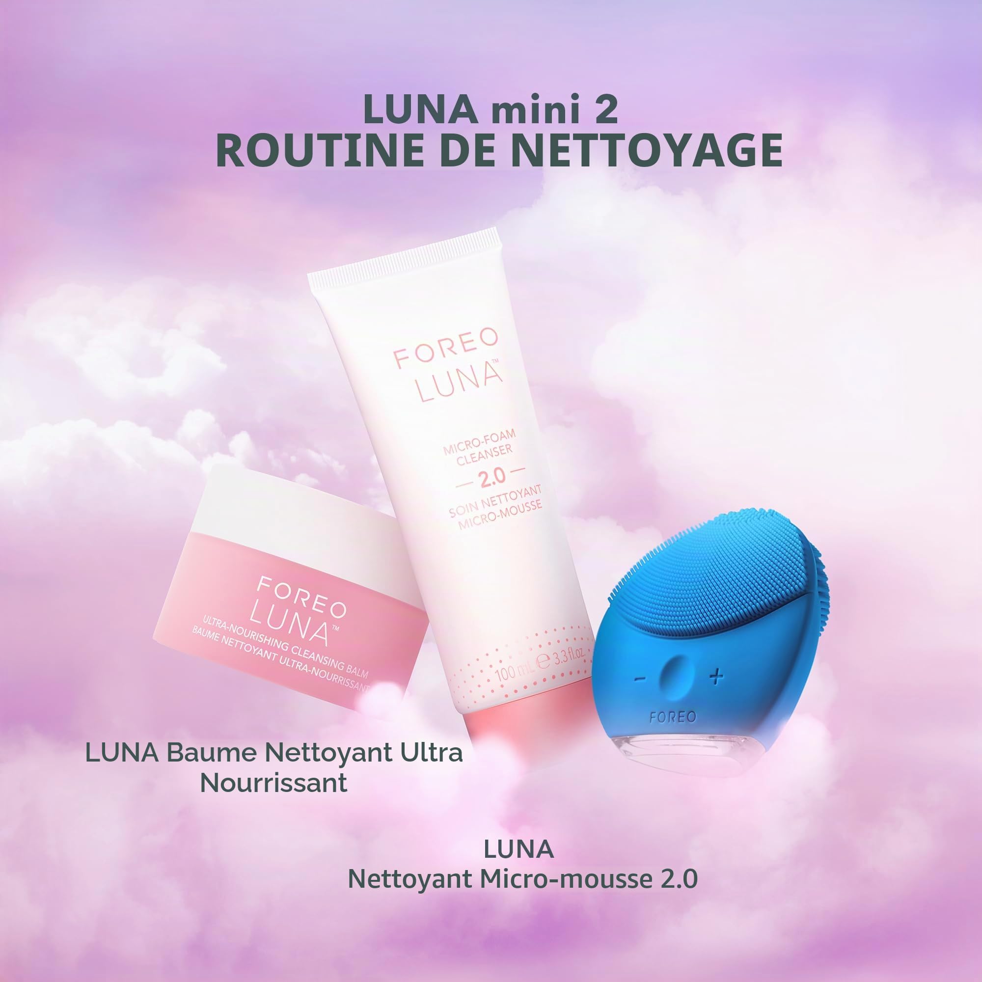 Foreo Luna Mini 2 Brosse Nettoyante Visage | Accessoires De Voyage | Massage Faciale Electrique | Soins Ultra-Hygiéniques Tous Types De Peau | Nettoyage Facile | Brosse Electrique Silicone