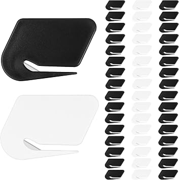 50 PCS Letter Openers Envelope Slitters, Compact Mail Opener Tool with Embedded Metal Cutter, Safe Envelope Opener for Letters, Documents and Light Packages, Black and White Set