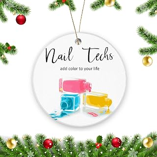 Christmas Ornaments，Ceramic Xmas Hanging Ornaments, Double-Sided Printed,Nail Tech