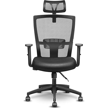 mfavour Ergonomic Office Chair Mesh Chair Heavy Duty Office Chair, Adjustable Headrest and Armrest, Home Office Chair with Tilt Function and Position Lock