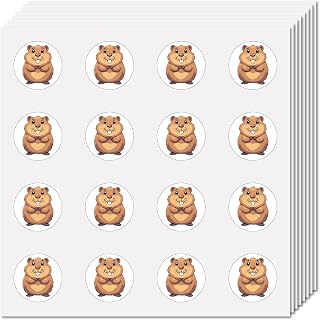 CREATCABIN 128Pcs Hamster Stickers for Scrapbooking Plastic Animal Decal Self-Adhesive Waterproof Sticker Round Bulk Symbol Stickers Perfect for Teachers Calendars Journals Water Bottles 2.5x2.5cm
