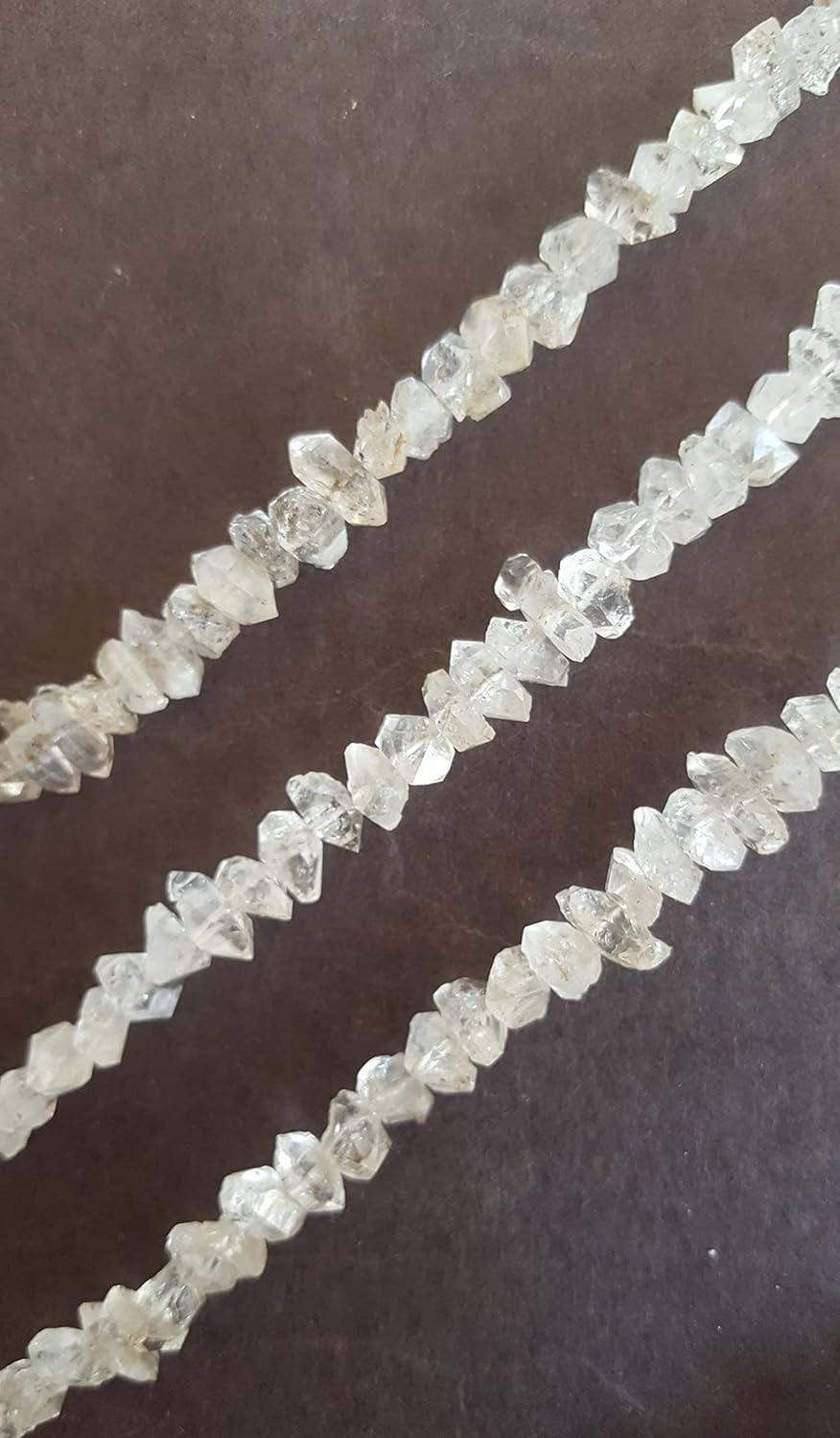 FionaGemstoneBeads~8-10 MM Unique Herkimer Diamond Center drilled~ Quartz Nuggets~~10 inches Long 1 Strand~~White Color Sparkly Nuggets for Jewelry Making ~ Wholesale Price ~AA+ Quality, 8-10mm