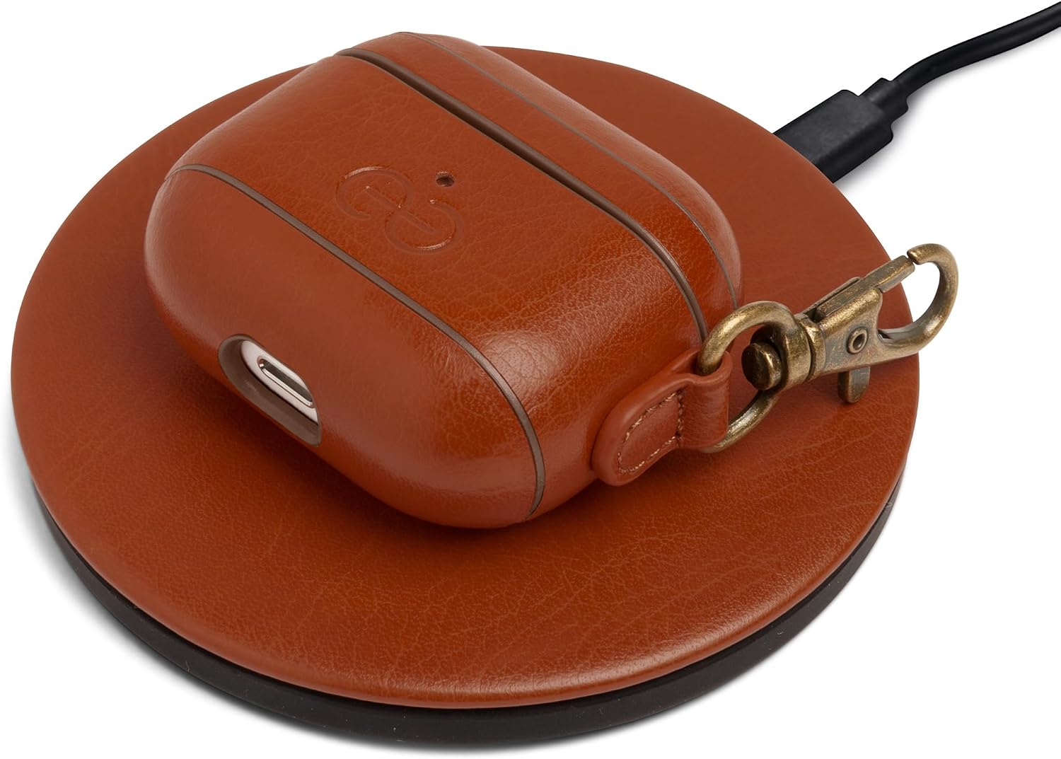 Dreem Om Case Cover with Keychain Clip Compatible with AirPods 3 for Apple AirPods 3rd Generation, Vegan Leather AirPod Case for Men & Women, Luxury Earbuds Accessory for iPhone - Caramel