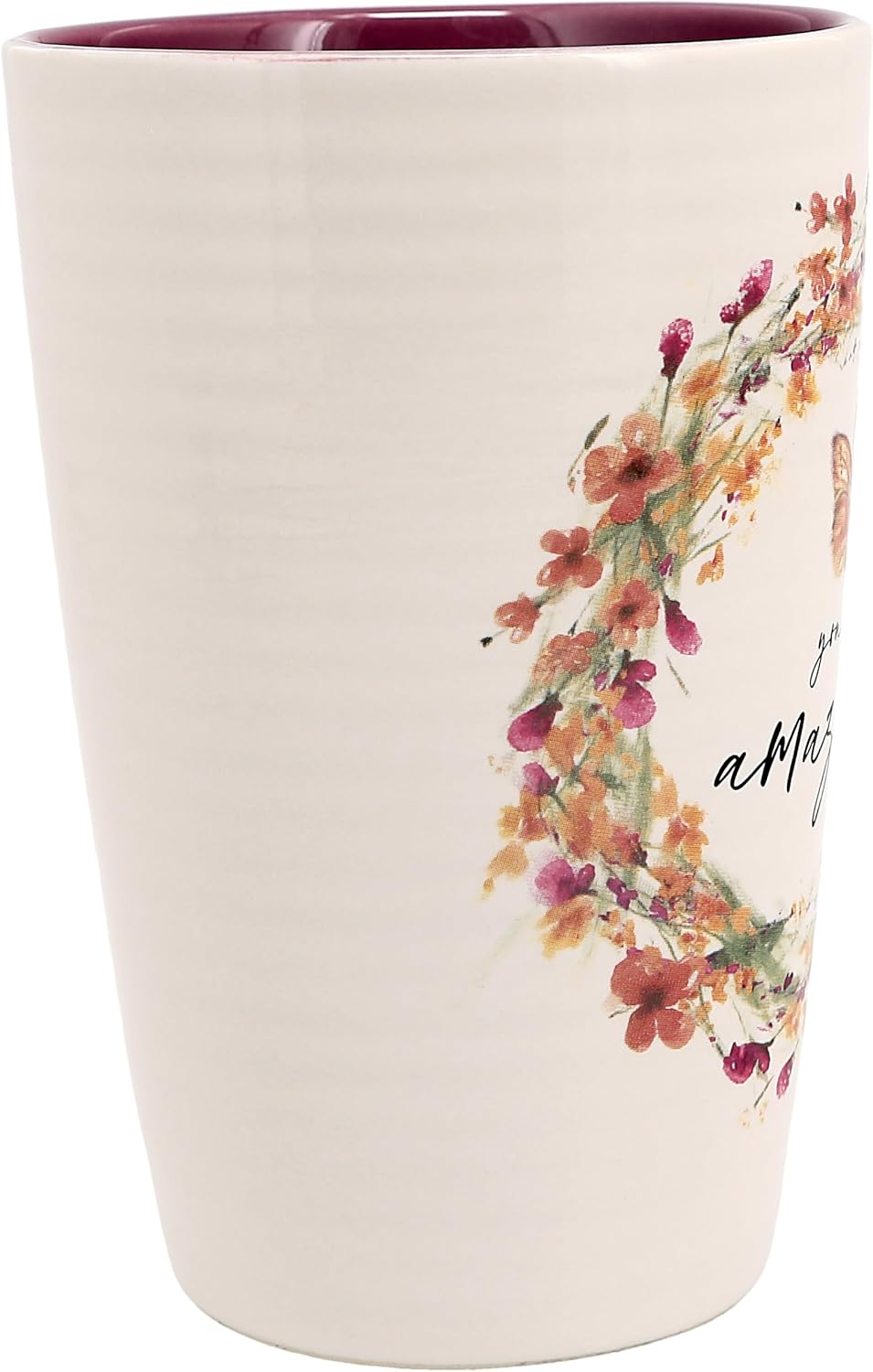 Pavilion Gift Company - You Are Amazing 17-ounce Cup, Floral Pattern Coffee Mug, Butterfly Coffee Cup, Spring Summer Kitchen Ideas, Inspirational Gifts Microwave & Dishwasher Safe, 1 Count, Cream - Image 2