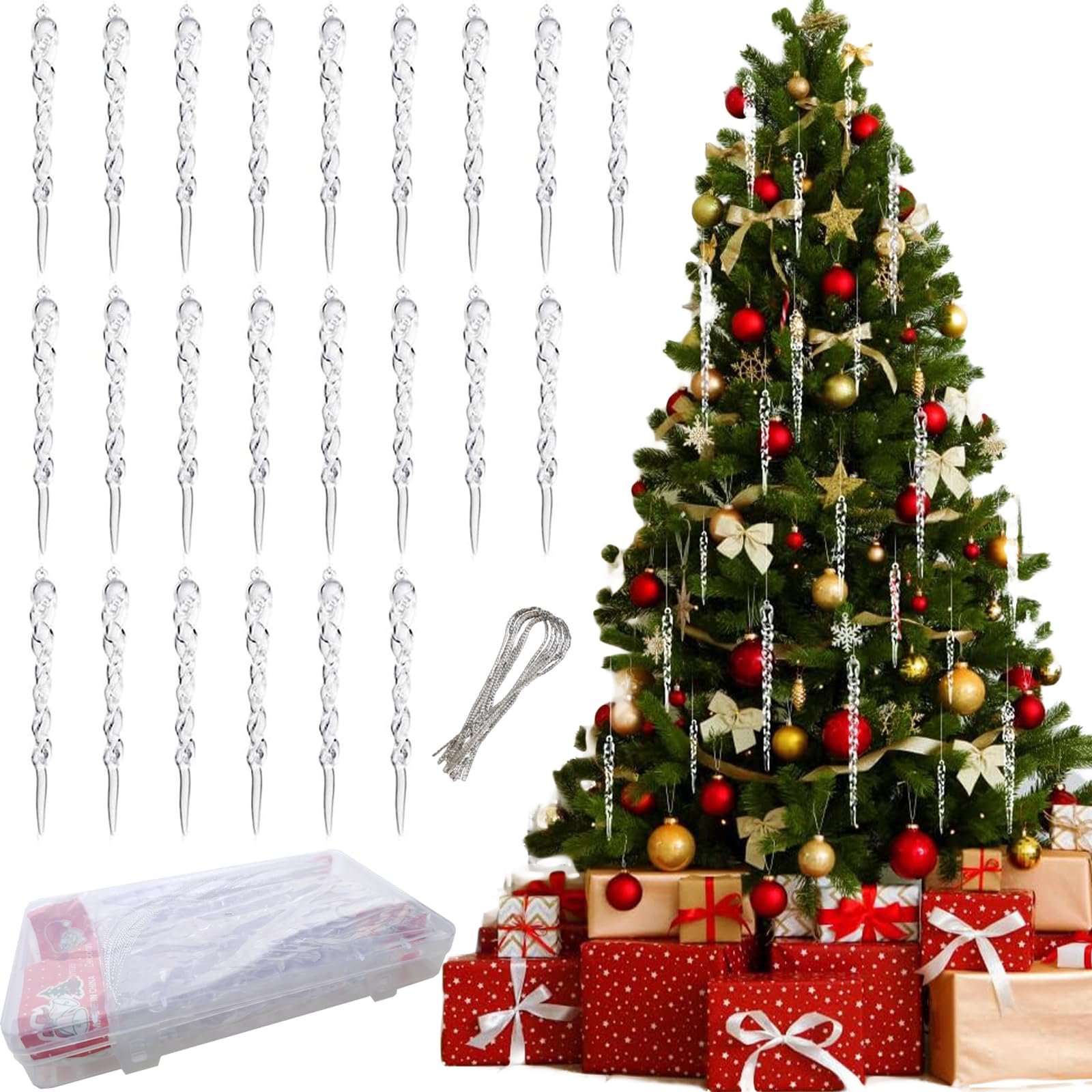 Decoración De Árbol De Navidad, Colgante De Carámbano, Carámbanos Acrílicos Navideños, Adornos Navideños Colgantes Reutilizables