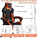 Gaming Chair with Footrest,High Back Gamer Chairs with Massage Reclining Computer Chairs Big and Tall Racing Gaming Chair Ergonomic Game Chair for Adults (Sky Orange)
