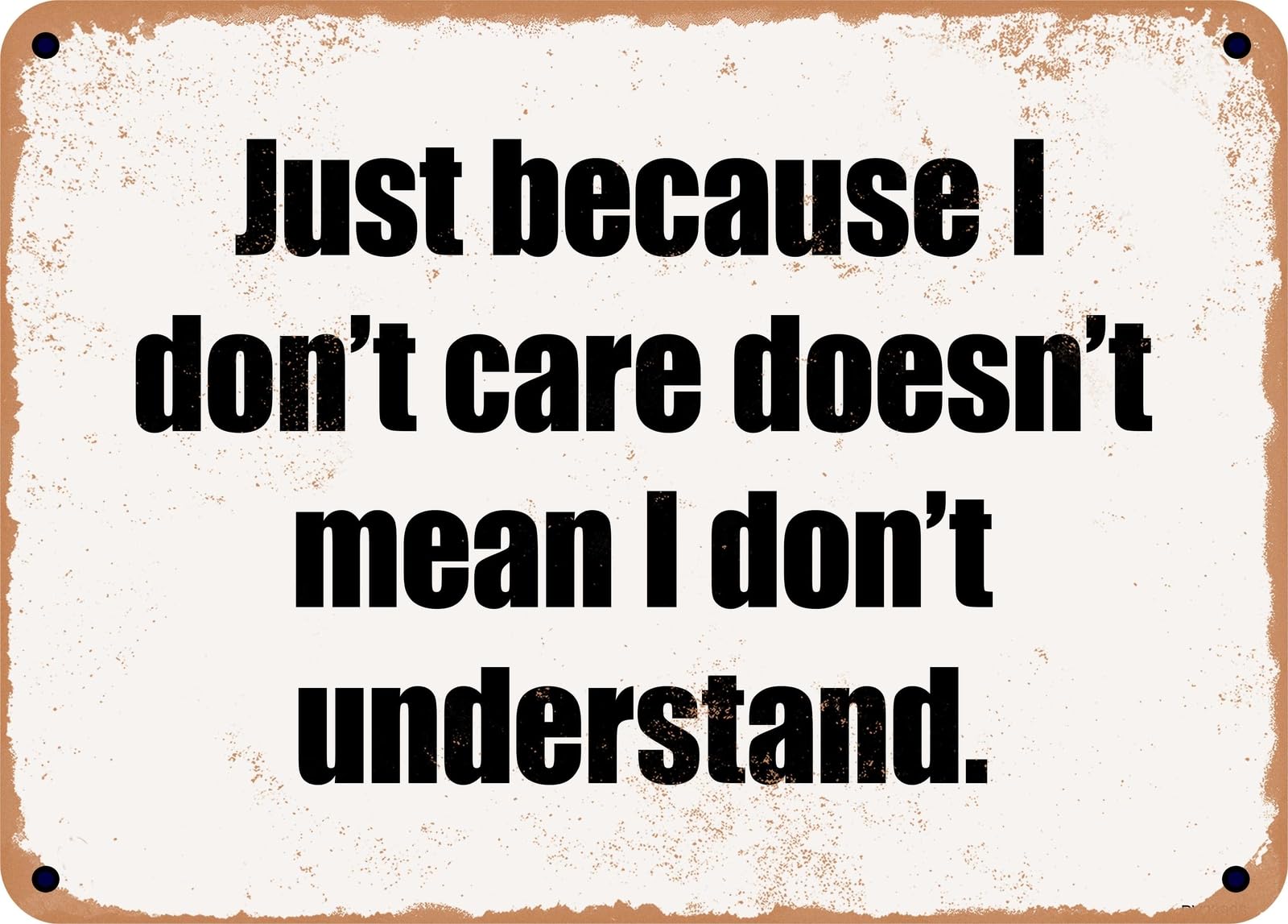 Miaomansenstore Metal Sign - Just Because I Don't Care Doesn't Mean I Don't Understand Home Decor