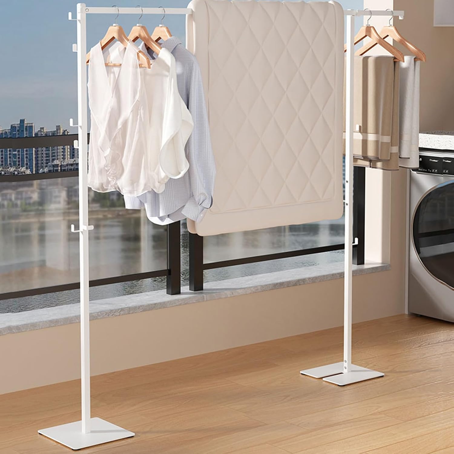 Adjustable Space-Saving Laundry Drying Rack, Foldable & Portable Clothes Drying Stand for Indoor, Outdoor & Balcony – Metal Clothing Rack for Efficient Air Drying