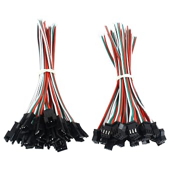 VIPMOON 20 Pairs JST SM 3 Pin Male to Female Plug EL Wire Cable Connector Adapter for WS2811 WS2812B SK6812 LED Strip Lights