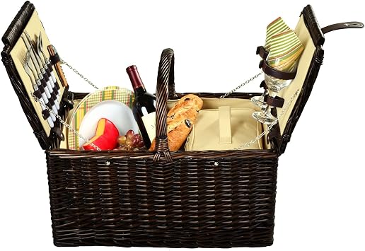 Picnic at Ascot Surrey Willow Picnic Basket with Service for 2 - Hamptons