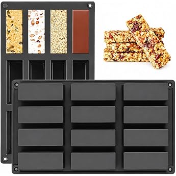 YXHZVON Cereal Bar Baking Mould Silicone 12 Cavities Rectangular Soap Mould | Non-stick, BPA-free chocolate mould and dishwas