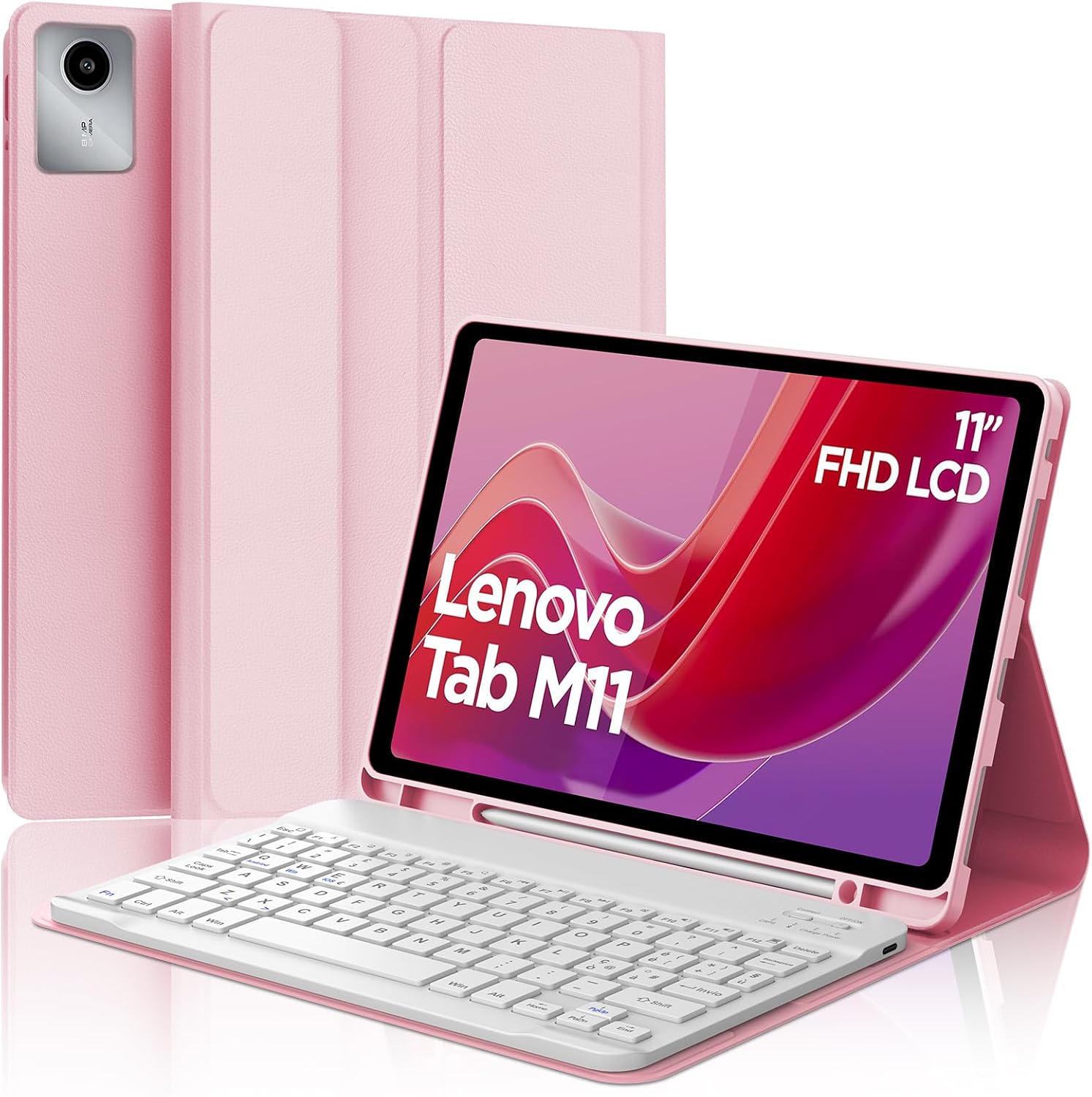 IVEOPPE Keyboard for Lenovo Tab M11 11 Inch 2024, Italian Layout Wireless Bluetooth Keyboard Cover for Lenovo Tab M11 11 Inch 2024 (TB330FU/TB330XU), Pink