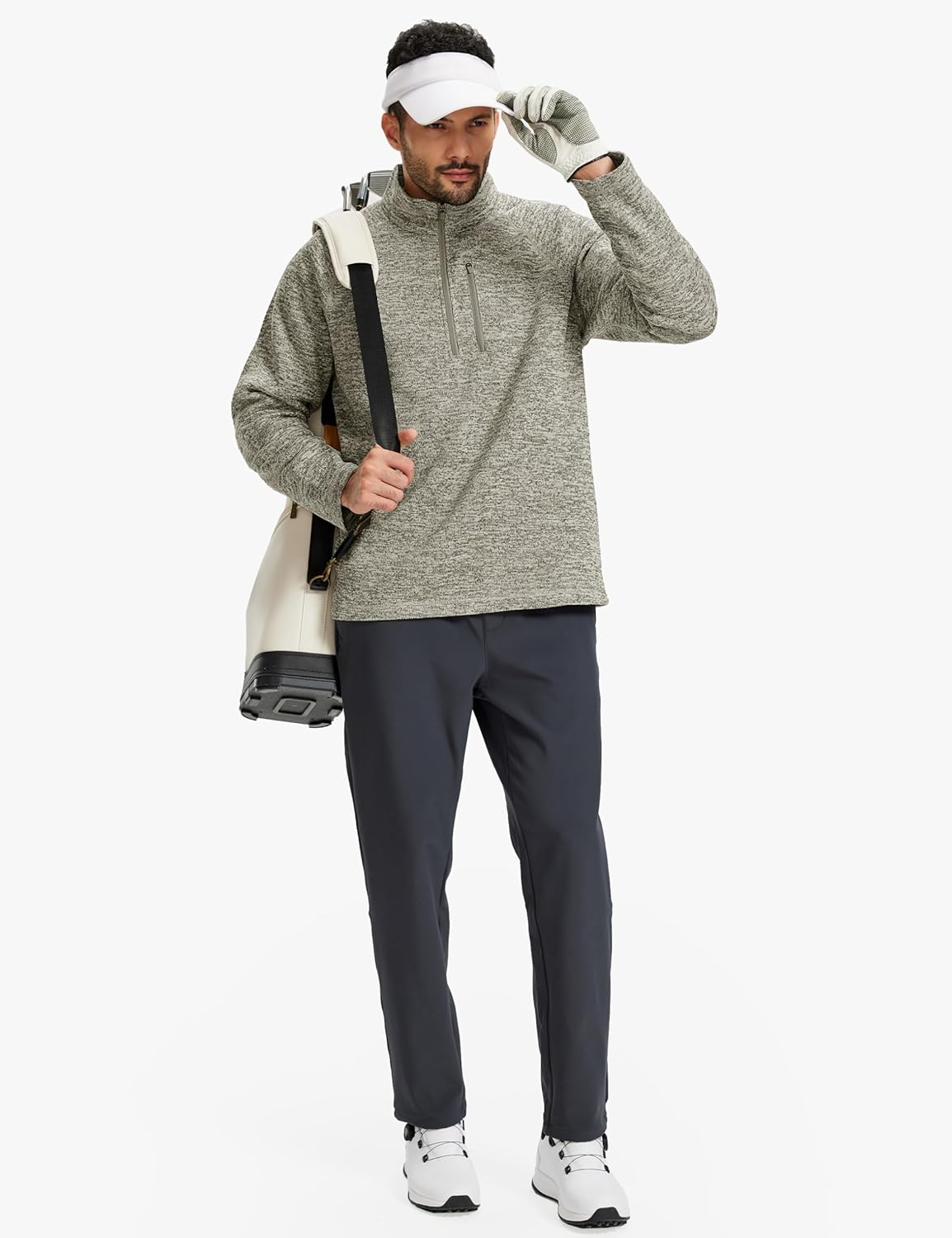 TACVASEN Men's Quarter Zip Pullover Long Sleeve Thermal Fleece Sweater Lightweight Casual Golf Sweatshirt with Zipper Pocket - Image 6