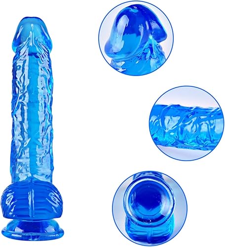 Miniatura 22 de Pequeño consolador de succión transparente realista de 6.4 pulgadas, juguete sexual para adultos con consolador de ventosa, adecuado