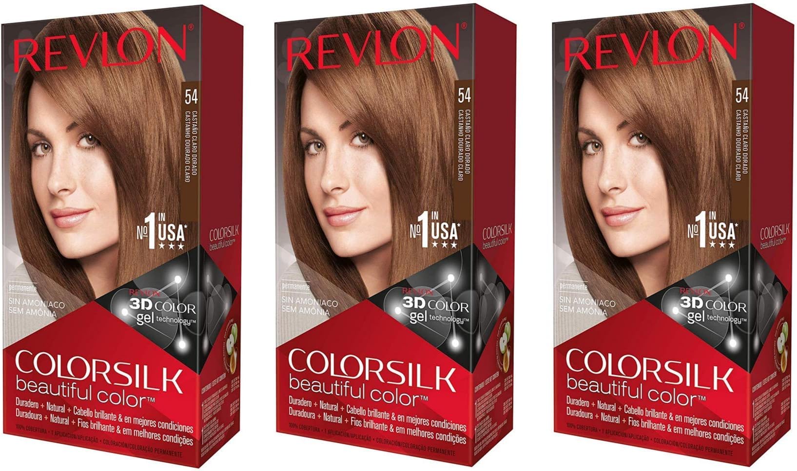 Colorsilk Permanent Hair Dye, Light Golden Brown, Pack of 3