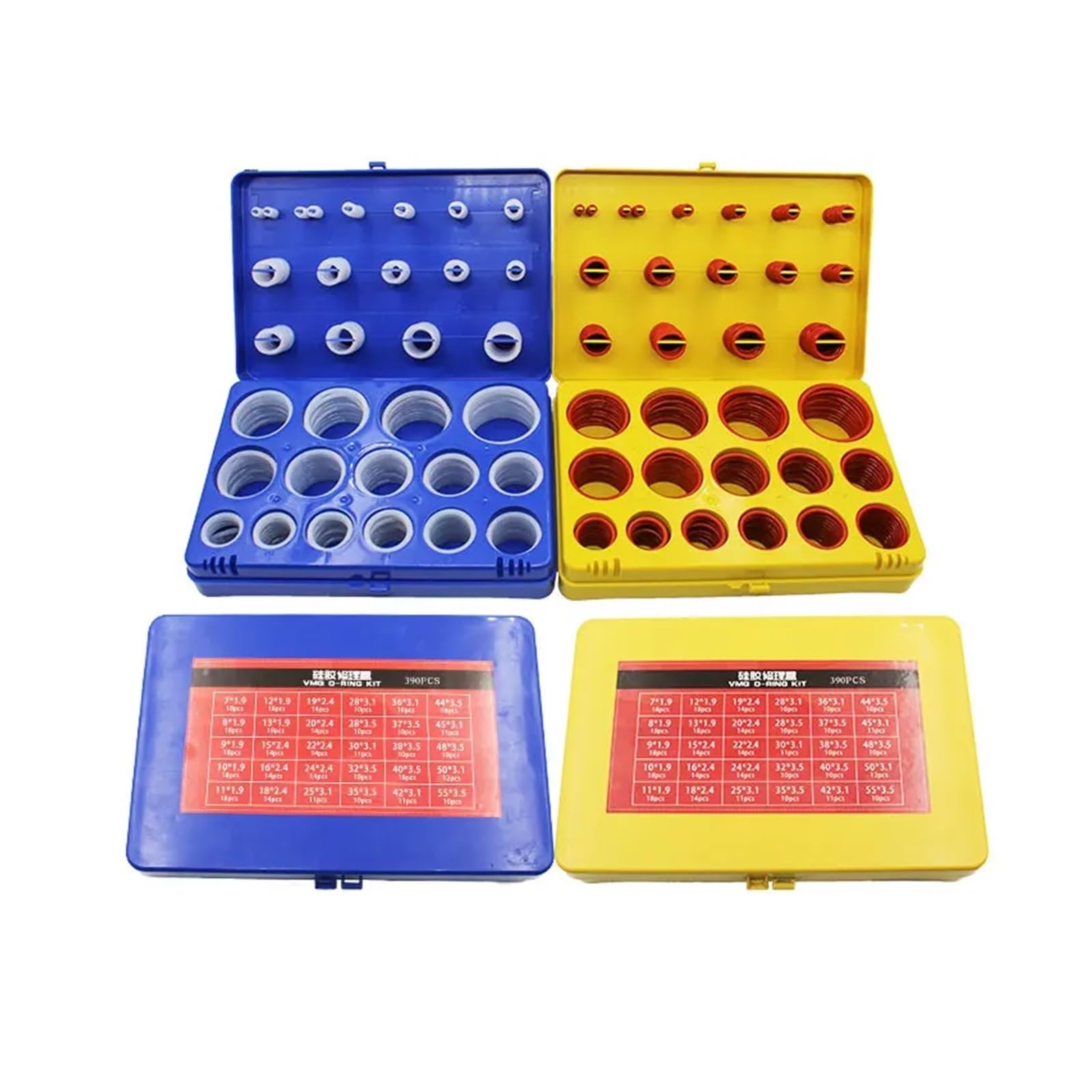 Juego de 390 Juntas tóricas de Silicona/VMQ, 30 tamaños, Junta tórica, arandela de Goma, Juego de Juntas tóricas, Caja de Kit(BVW-390Blue)