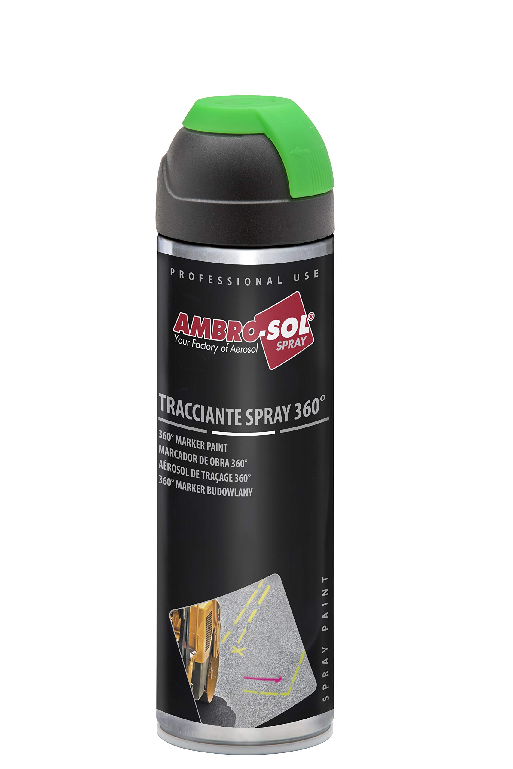 Ambro-Sol V403BLUF Znacznik/Marker Geodezyjny w Sprayu 360°, do Użytku Profesjonalnego i Domowego, do Asfaltu, Betonu, Ścian i Drewna, Szybkie Schnięcie, 500 ml, Niebieski Fluorescencyjny