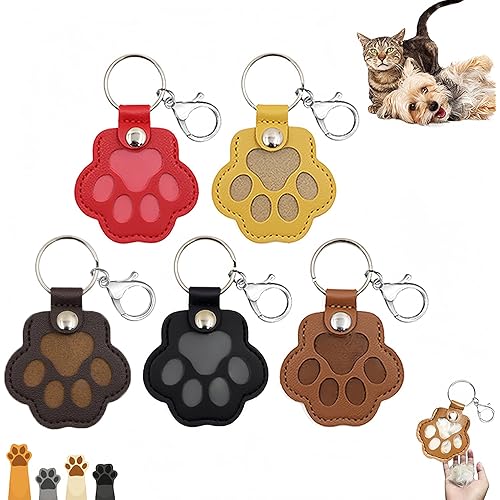 5 Pcs Dog Fur Storage Keychain, Pet Hair Keepsake, Cute Leather Paw Keychain, Memorial Gifts for Bag Purse Paw Charm Key Holder