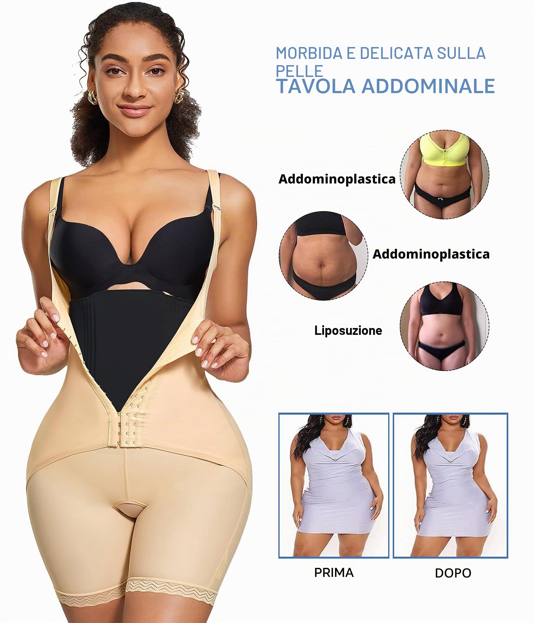 Bafully Tavola di compressione addominale appiattimento pancia AB Board lombare post chirurgia Lipo Back Foam Board Postpartum recupero, Nero , Etichettalia unica