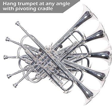 String Swing Horizontal Wall Mount Trumpet Holder - Stand for all Trumpets Including Piccolo and Pocket Trumpet - Musical Instruments Safe without Hard Cases - Made in USA