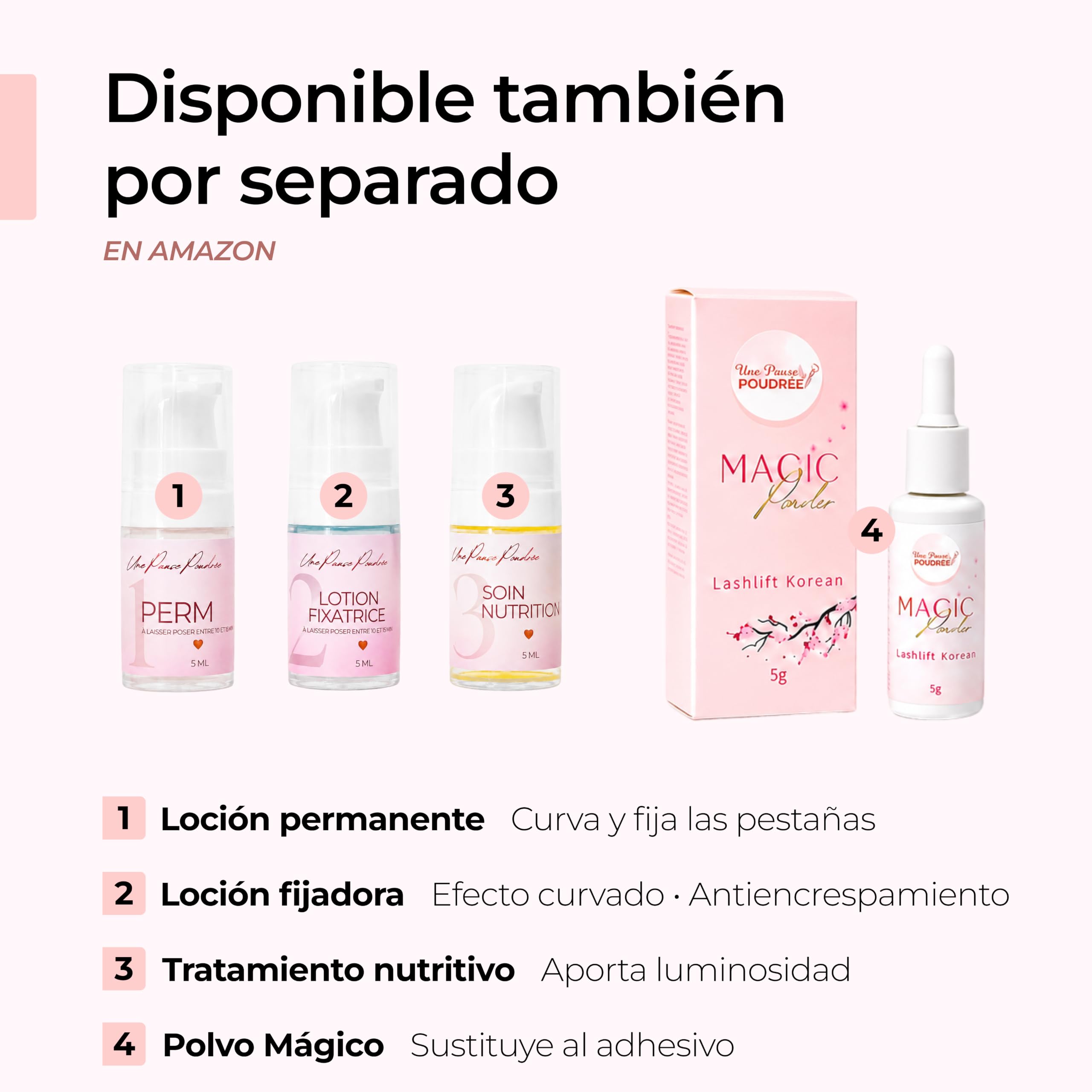 Une Pause Poudrée Kit Lifting de Pestañas Lash Lift Coreano Profesional | Técnica Sin Adhesivo | Resultado Elevado Natural, Brillante y Duradero | Fórmula Nutritiva | 10-15 Aplicaciones