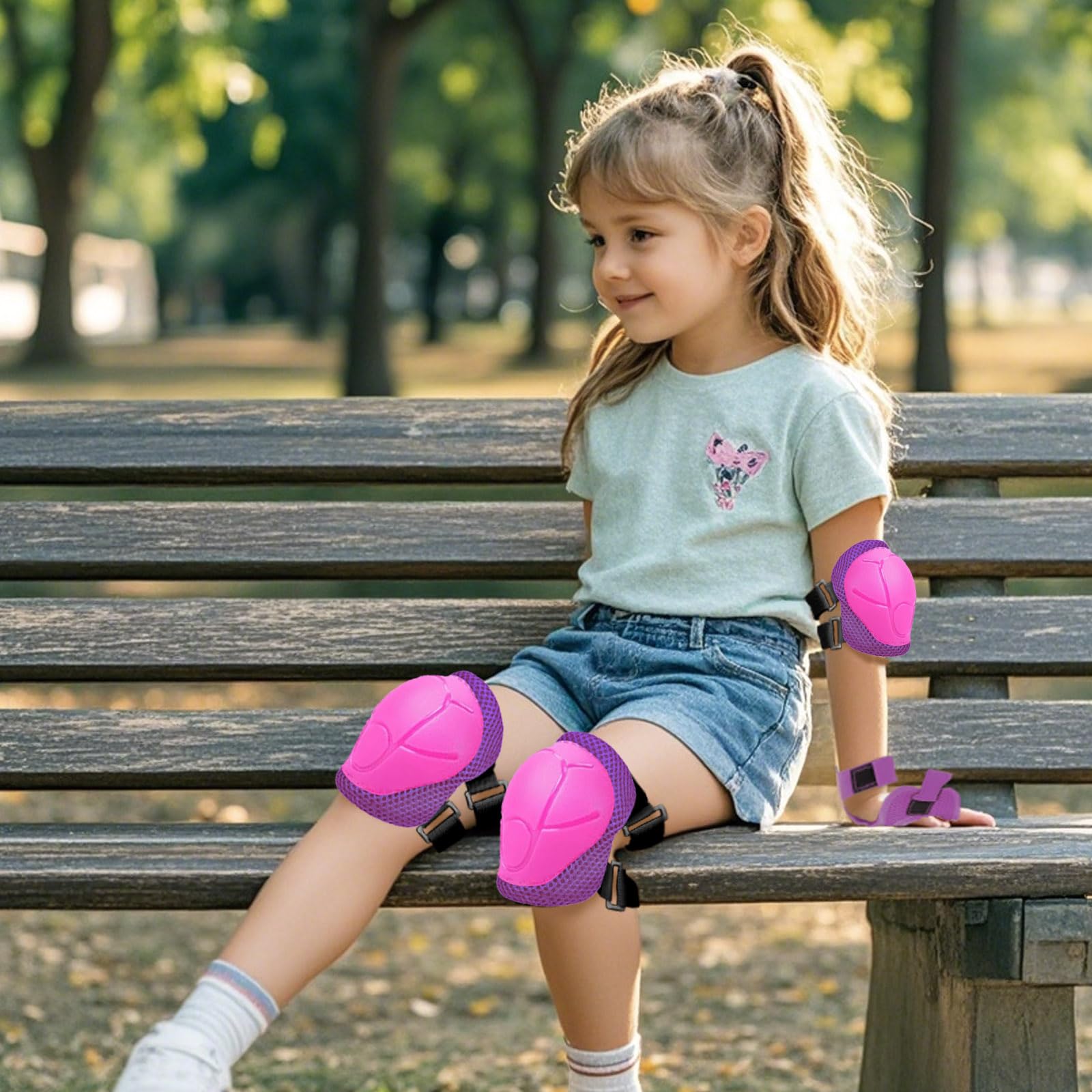 Genouillères 6 en 1 pour enfants protection poignet patinage cyclisme skateboard 3-8 ans