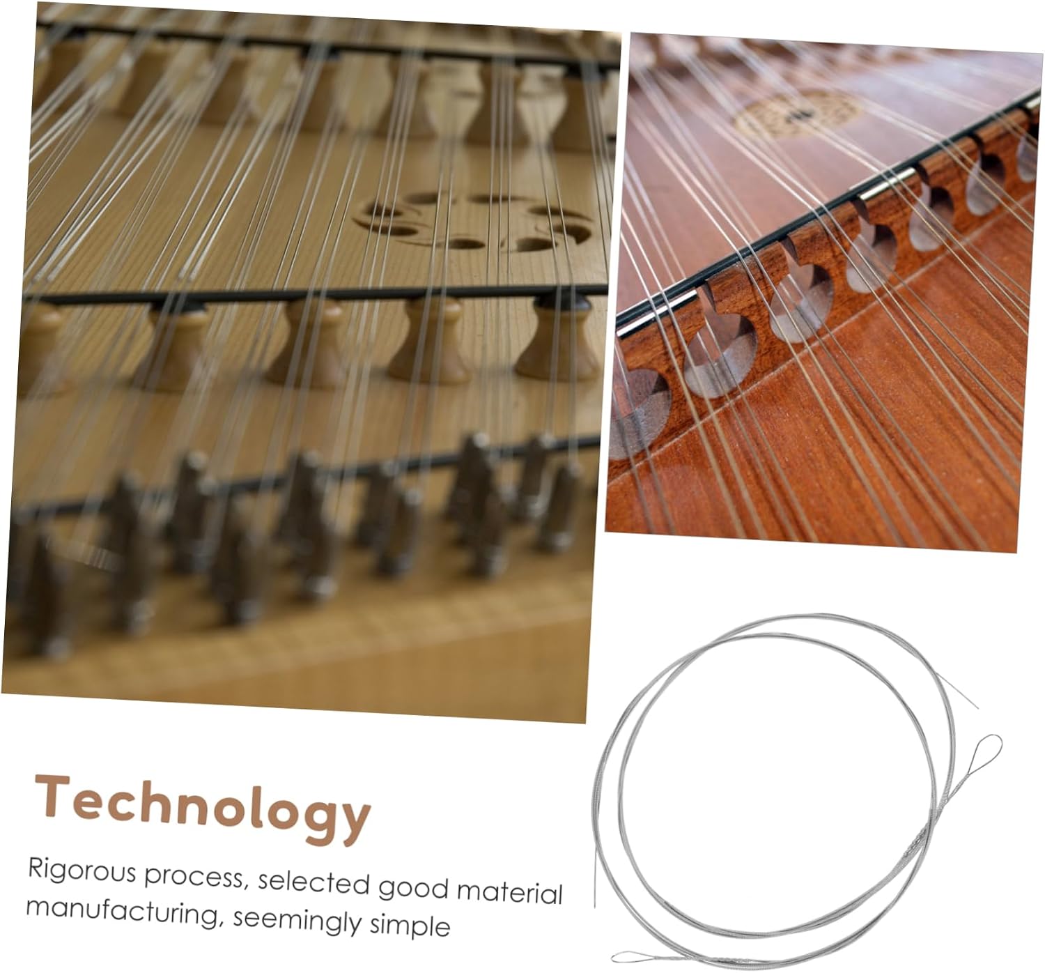 Garneck 2pcs Dulcimer Steel Strings Replacement Instrument Accessories for Enhanced Sound Quality and Tuning Stability