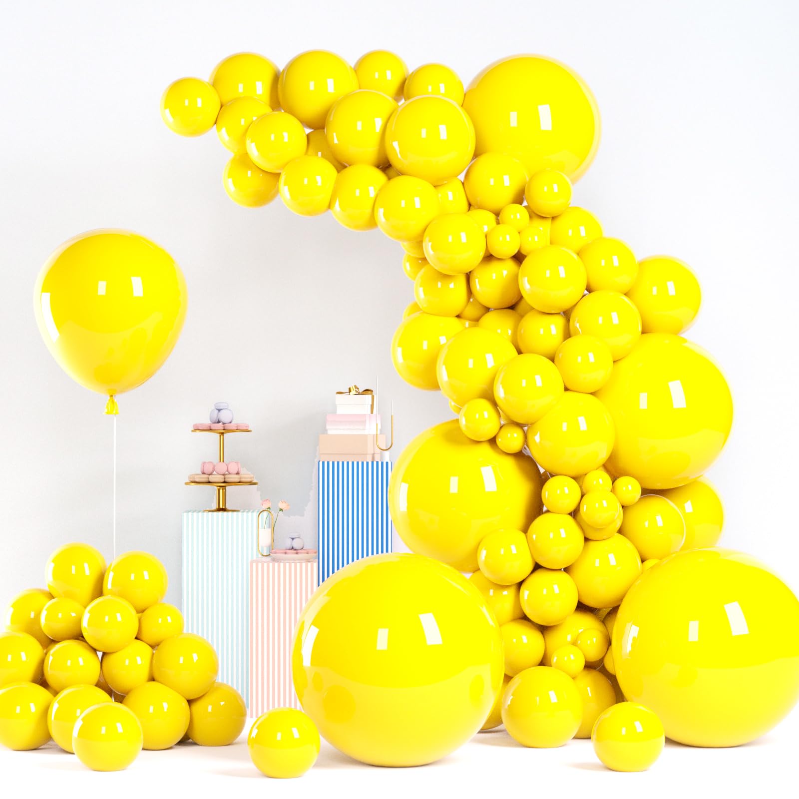 Yellow Balloons, 156pcs Different Sizes Pack 36 18 12 10 5 Inch Balloon Garland Arch Kit for Birthday Valentine's New Year Wedding Anniversary Party Decorations