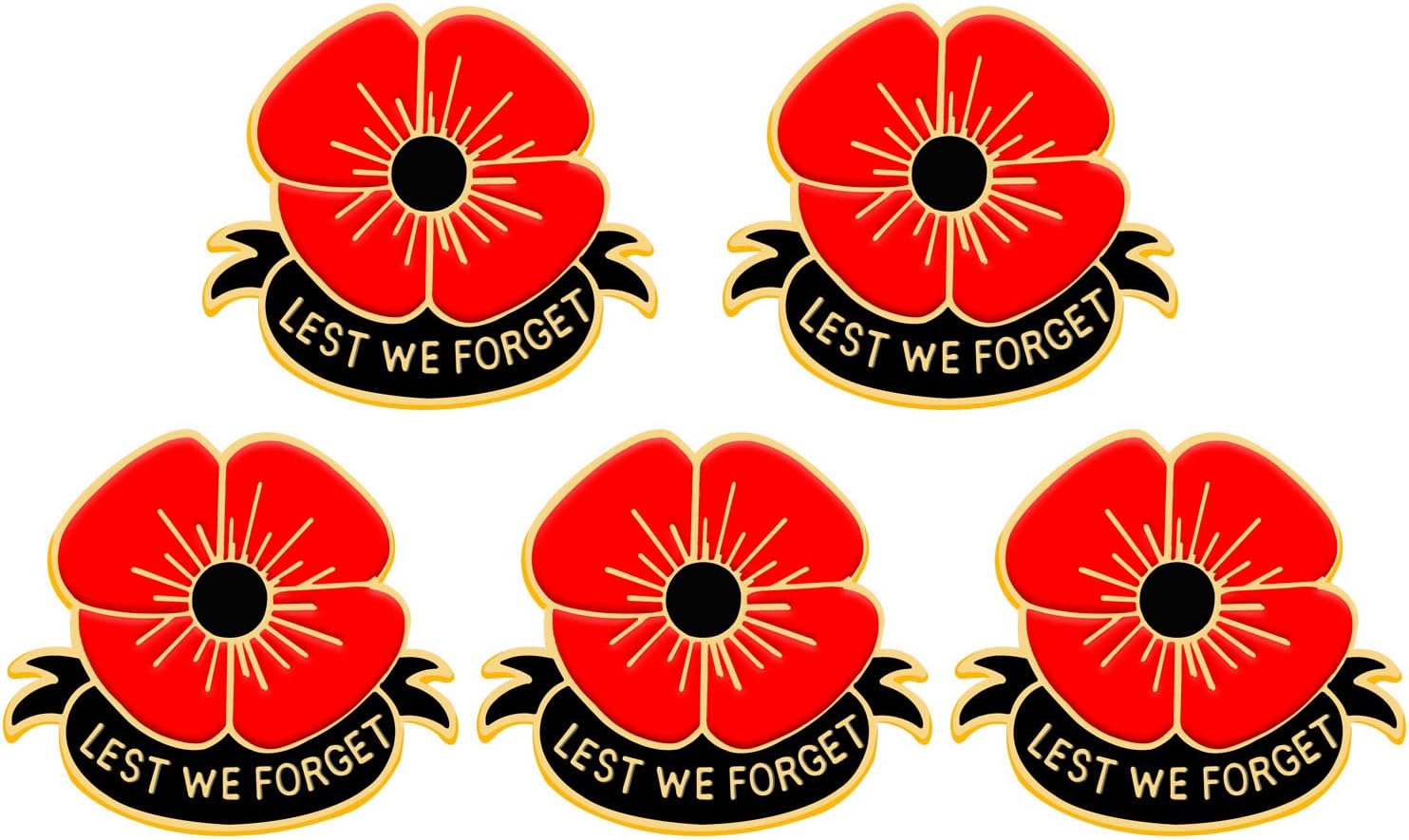 Lumengqi 2pcs 5pcs 9pcs Lest We Forget Red Flower Lapel Pins Brooch Remembrance Day Gift Veterans Day Remembrance Day Memorial Day Jewelry Accessories, Metal, no gemstone