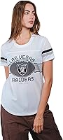 Vista 48 de Ultra Game Women's NFL Official Soft Mesh Varsity Stripe T-Shirt Blanco