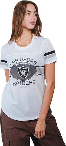 Ultra Game Women's NFL Official Soft Mesh Varsity Stripe T-Shirt