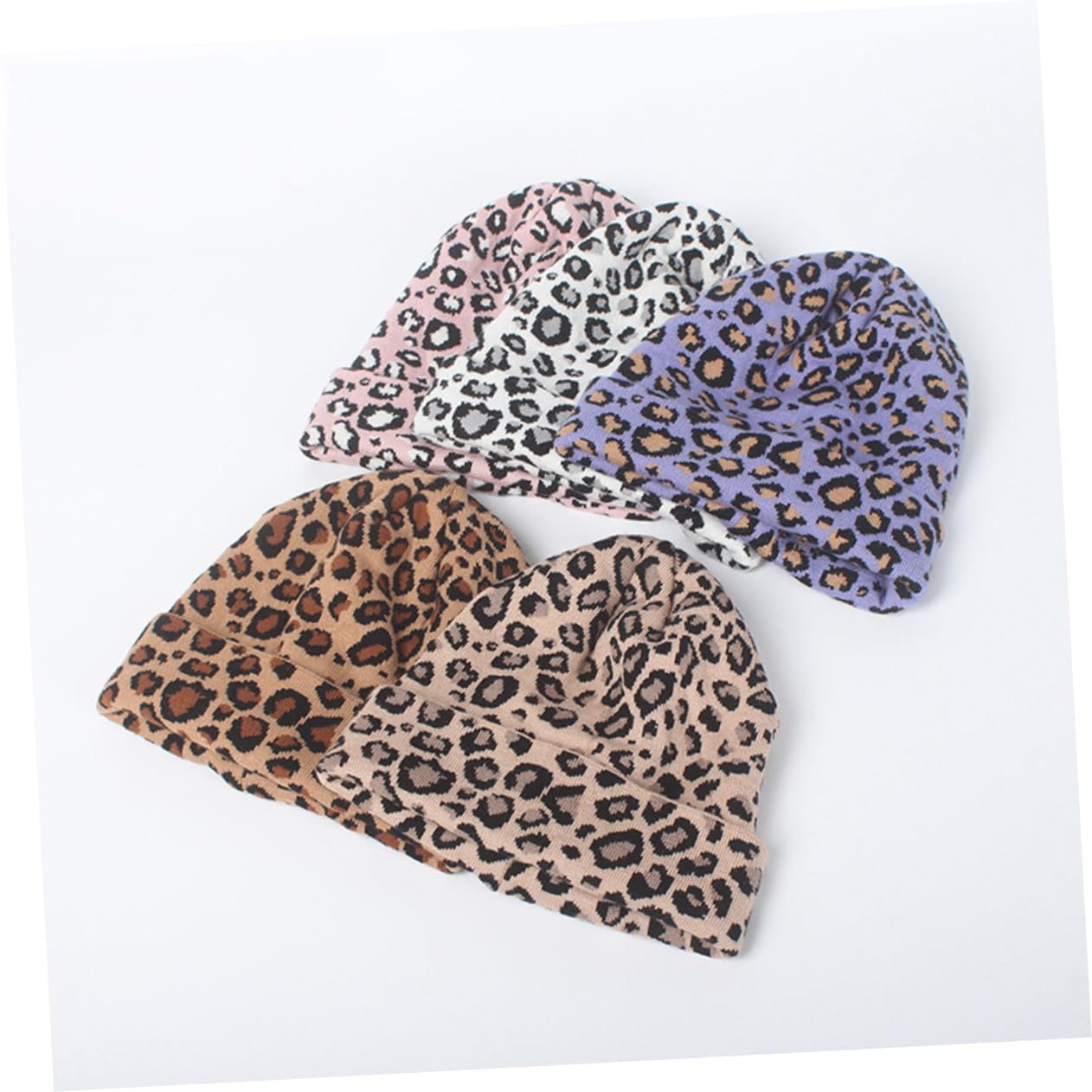 PRETYZOOM Warm Knitted Hat Leopard Print Women's Beanie Stretchy One Size Fashion and Comfortable