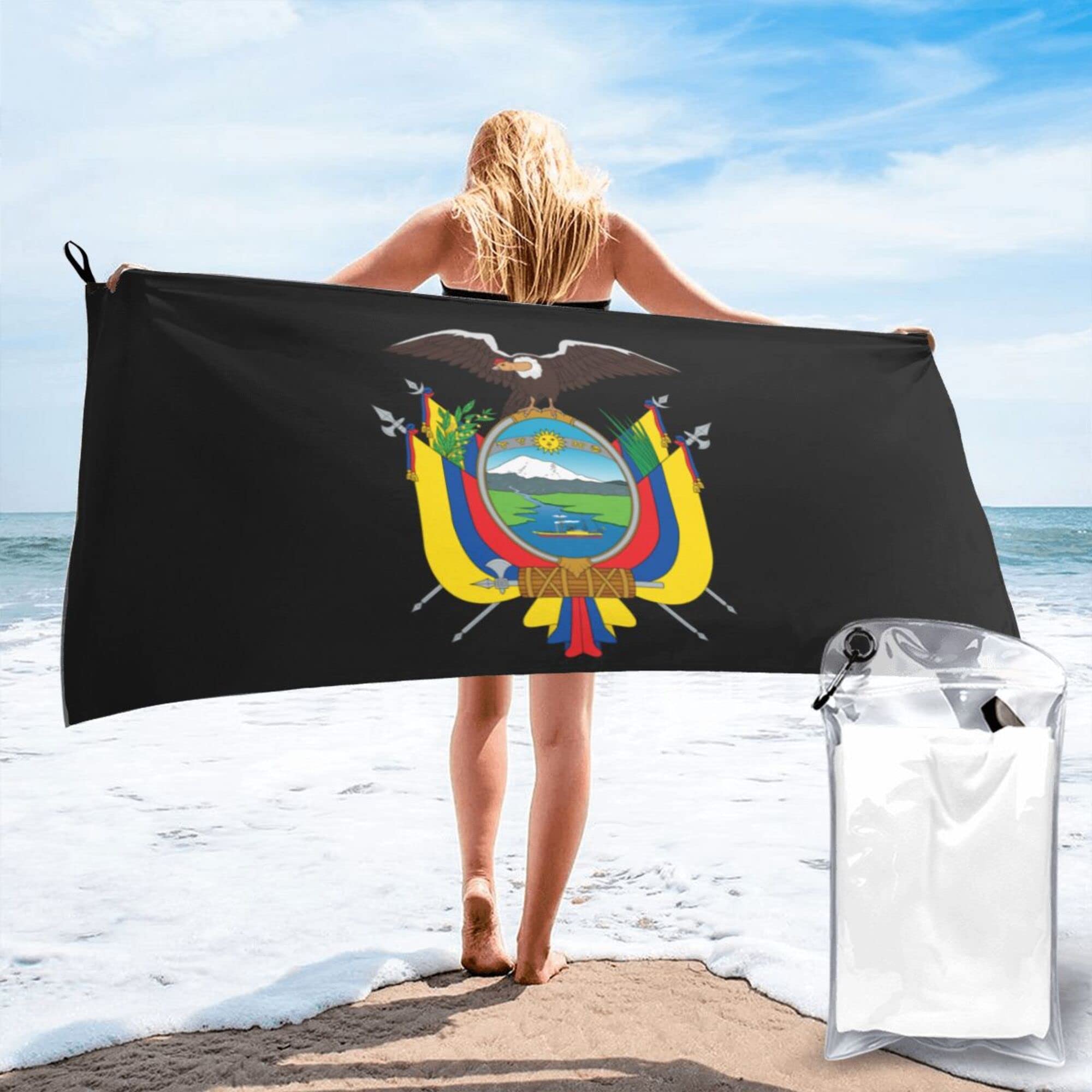 Lsjuee National Emblem of Ecuador Microfiber Beach Towel-Quick Dry Oversized Towels Blanket for Travel Pool Camping