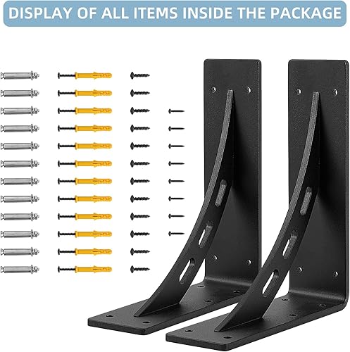 Miniatura 7 de Soportes de estante resistentes de 9 x 8 x 2.5 pulgadas, carga máxima de 1100 libras, soportes de metal de aleación de alta calidad para repisas -