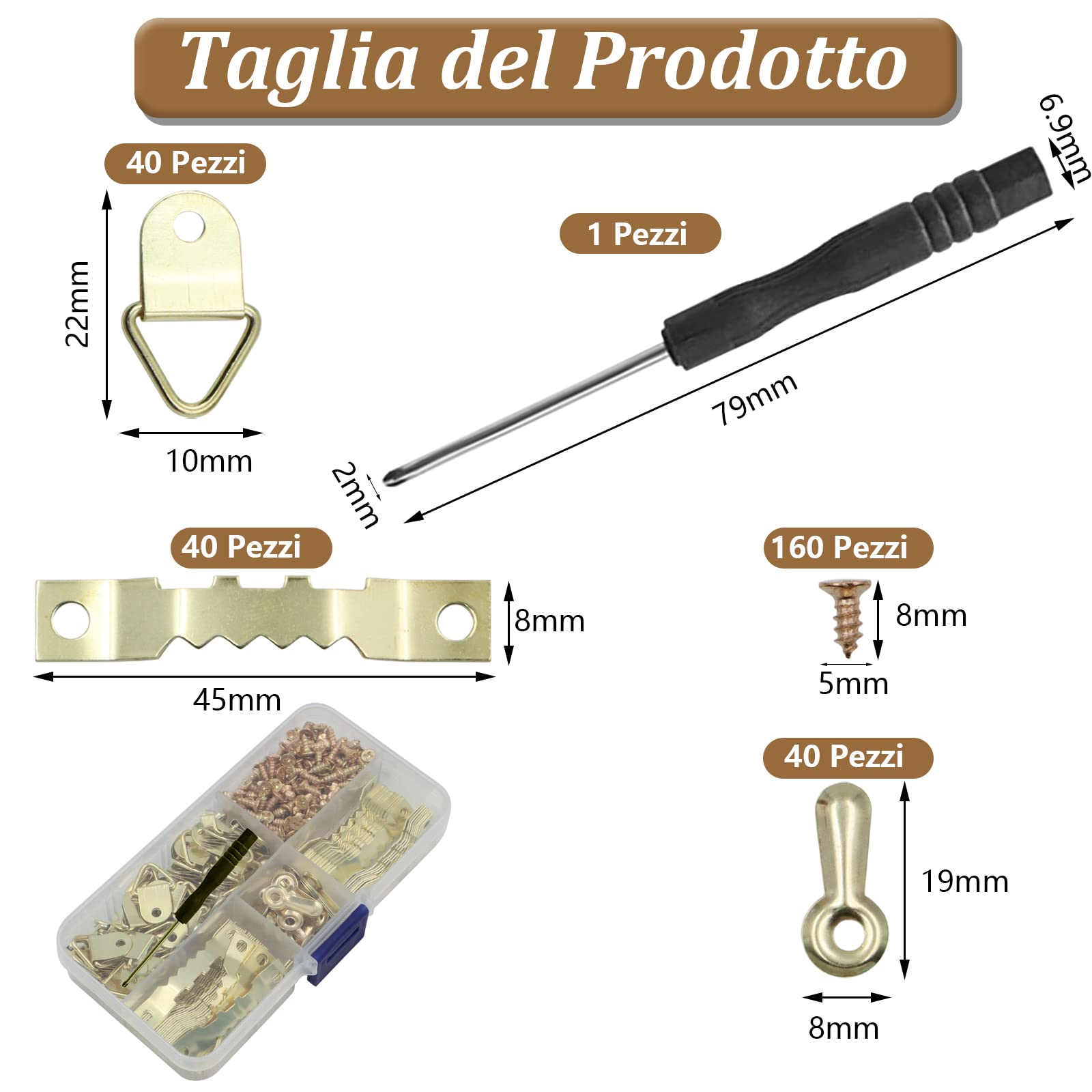 1000 Viti M2 Per Legno 5-10 Mm - Testa Piatta A Croce Con Cacciavite (Oro) - Foto 4