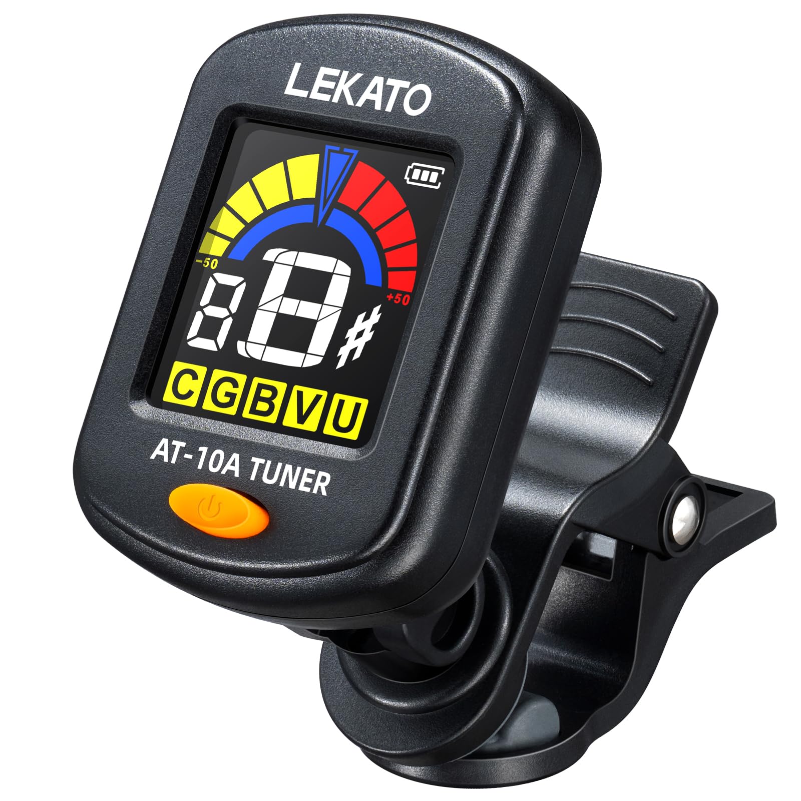 LEKATO Guitar Tuner Rechargeable Clip On Tuner for All Instruments Acoustic Electric Guitar Bass Ukulele Violin Chromatic Tuning Modes Digital Tuner for Stringed Instruments LCD Color Screen(Black)