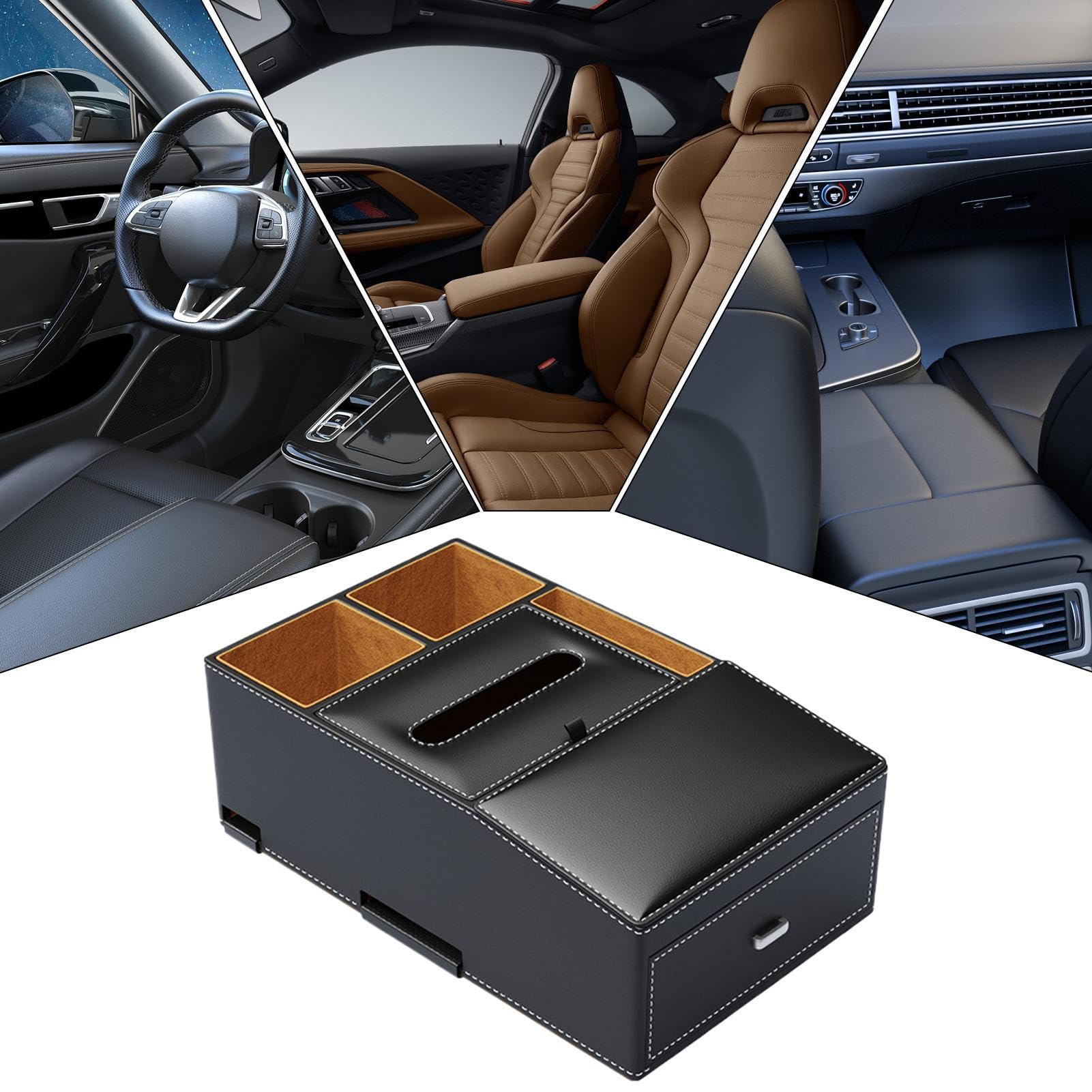 Organizador De Caja De Almacenamiento Para Apoyabrazos De Coche | Distribuidor Multifuncion,Organizador De Consola Central Auto Con Soporte De Vaso - Para Vehículo Teléfono Y Accesorios De