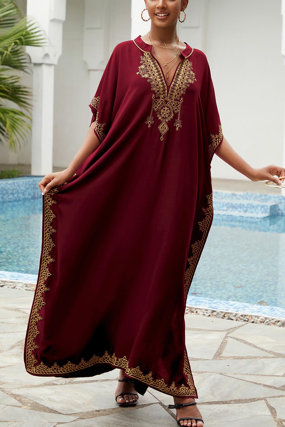 Femmes Plage Caftan Surdimensionné Chemise de Nuit Bohomian Kimono Vêtements de Nuit Biniki Couverture Ups Sarong Paréo