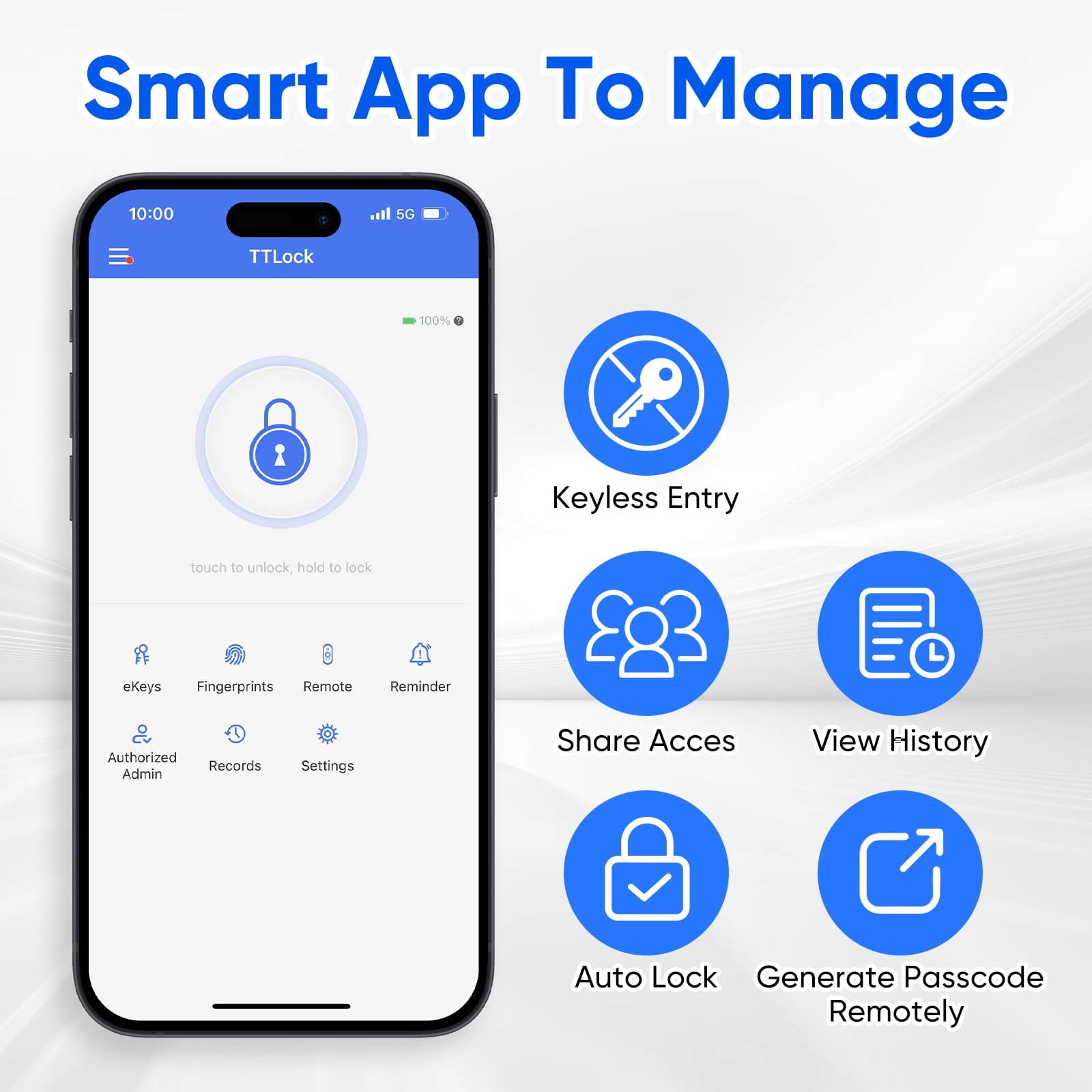 Cerradura Inteligente de Huella Digital con Manija, Cerrojo de Entrada Sin Llaves, para Puerta Principal, Control por App, Teclado Táctil, Llave, Tarjeta, Cierre Automático, Compatible con Apple Watch