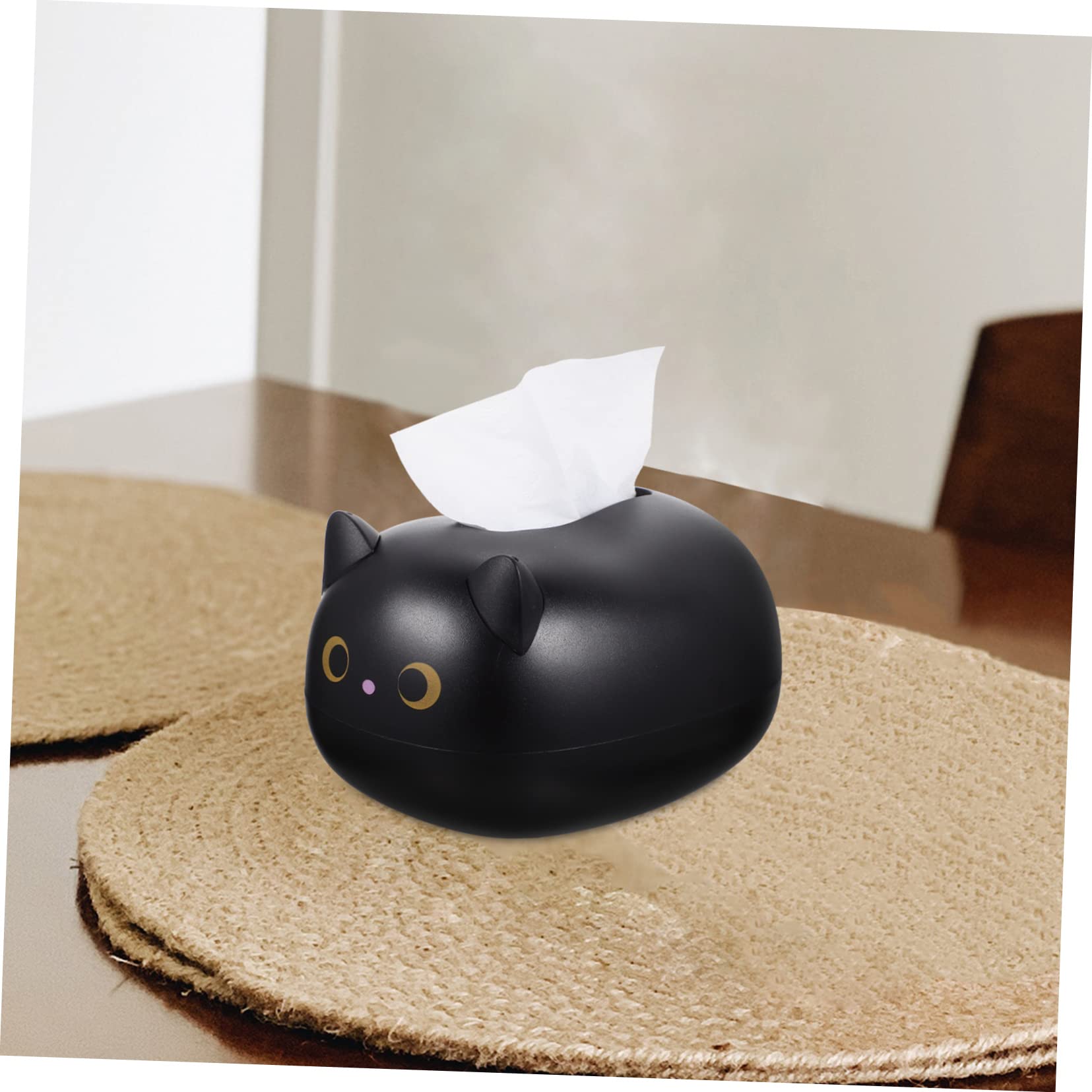 Porte-mouchoirs Décoratif Chat Noir en Résine, Étui à Mouchoirs Résistant à l'usure, Accessoire Maison Pratique pour Salle de Bain et Bureau, Boîte à Mouchoirs pour Décoration