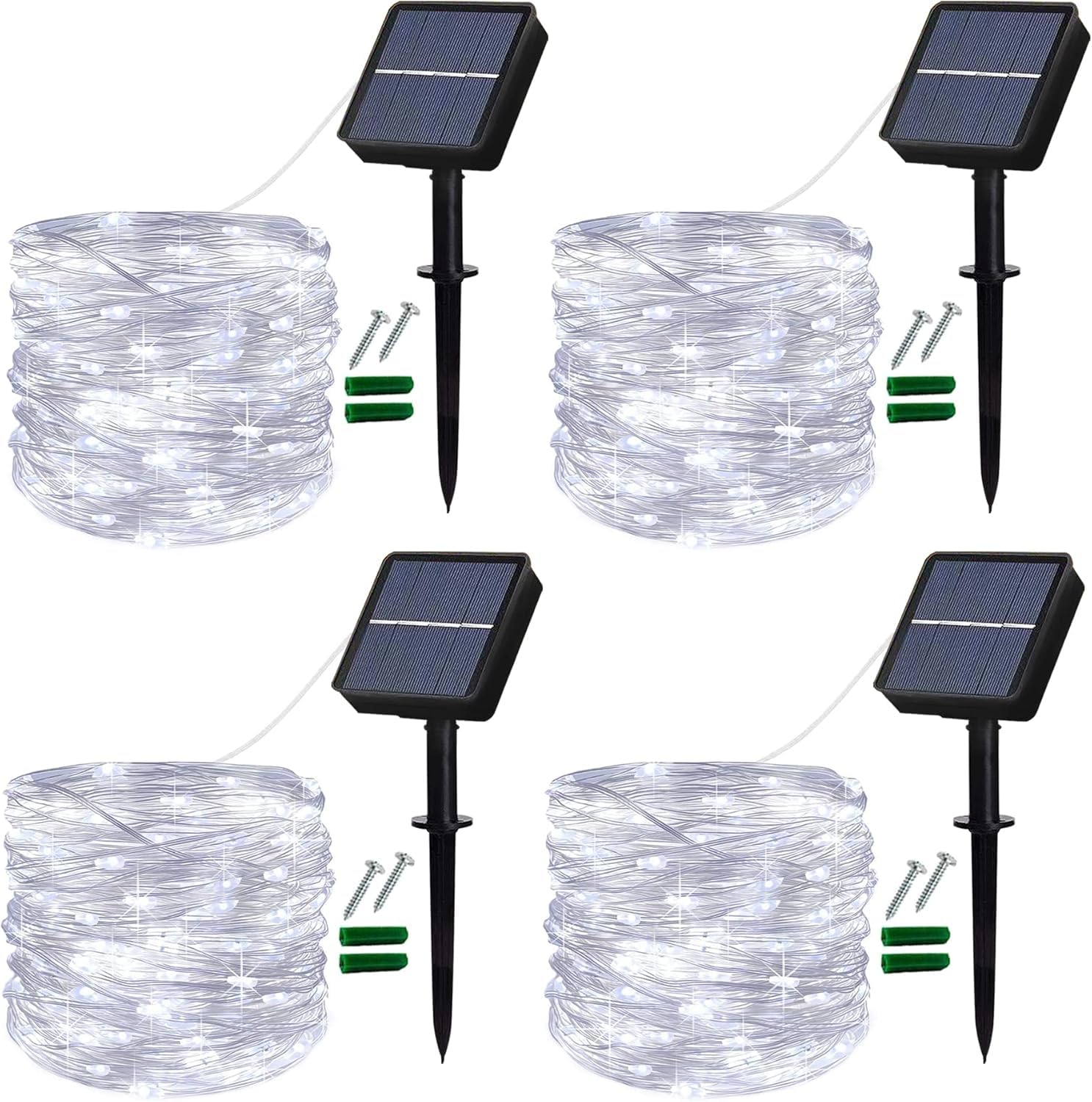 Lezonic Cold White 4Pack Solar Garden Lights Outdoor,12M/120Led Solar String Lights