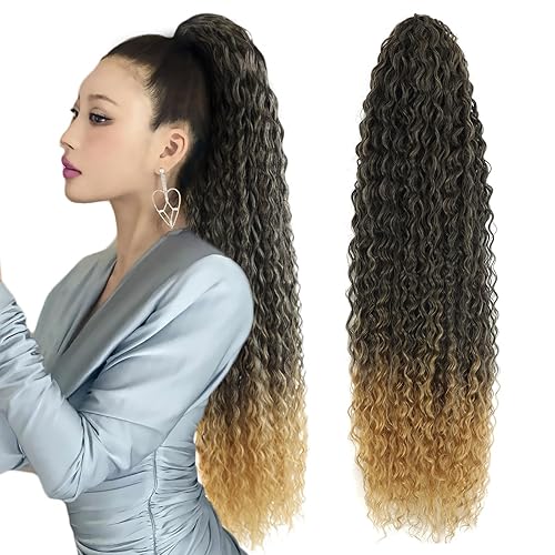 Extensión de cola de caballo larga y rizada con cordón, extensiones de cola de caballo sintética de 30 pulgadas con clip para mujeres negras (MTT427)