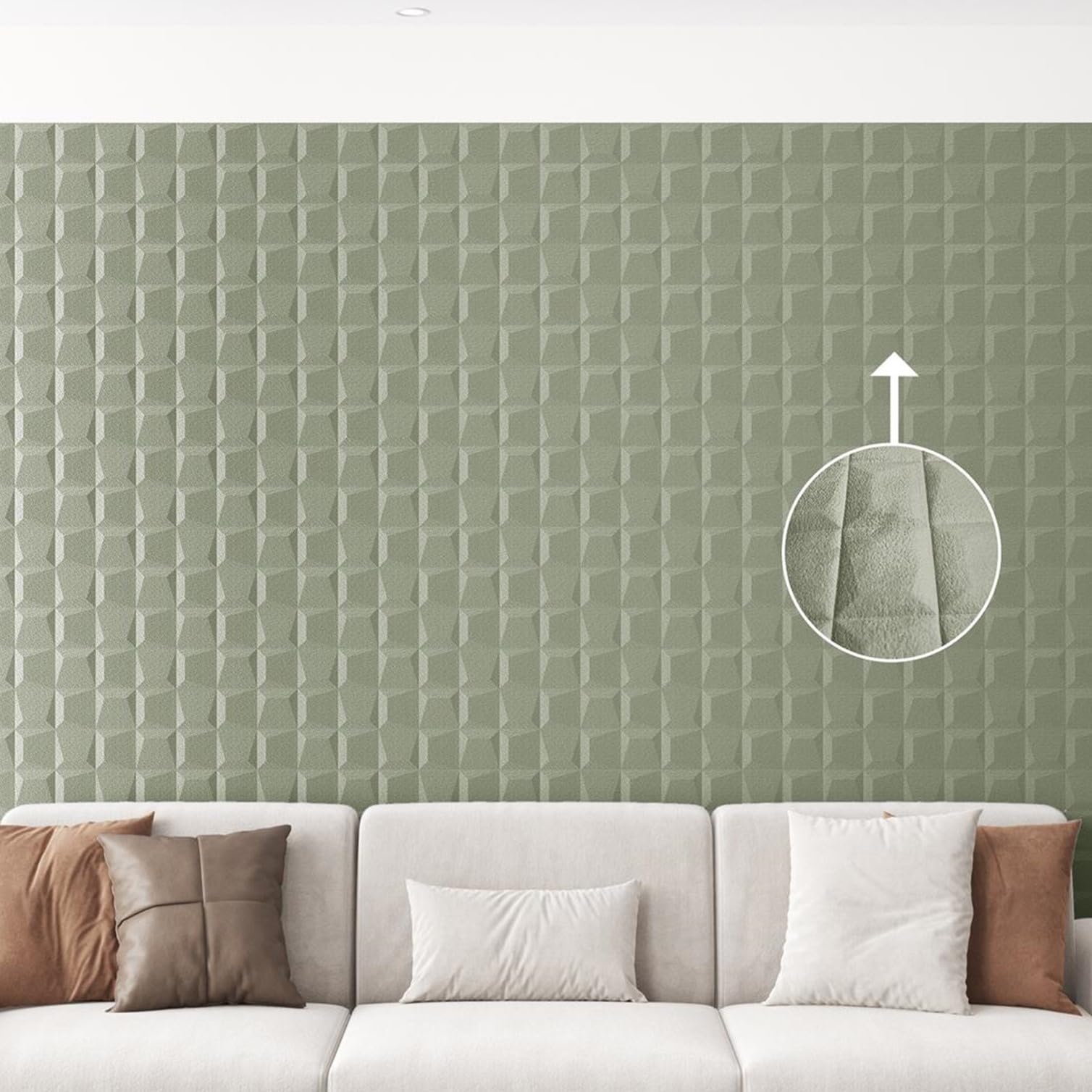 3D Wandpaneele Selbstklebend [SAMTOPTIK] – Gepolsterte Wandverkleidung zum Kleben – Moderne Wandgestaltung für Wohnzimmer, Schlafzimmer, Büro & Gastronomie – 69 x 277 cm Quadrat-Steppung, Grün