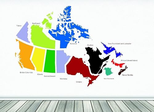 Adhesivo decorativo para pared tamaño del mapa de las provincias canadienses de Canadá 12 pulgadas x 18 pulgadas